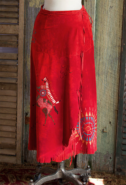 Red Sitting Bull Wrap Skirt