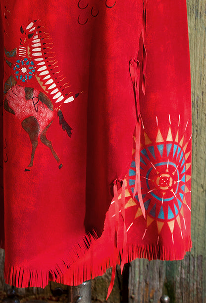 Red Sitting Bull Wrap Skirt