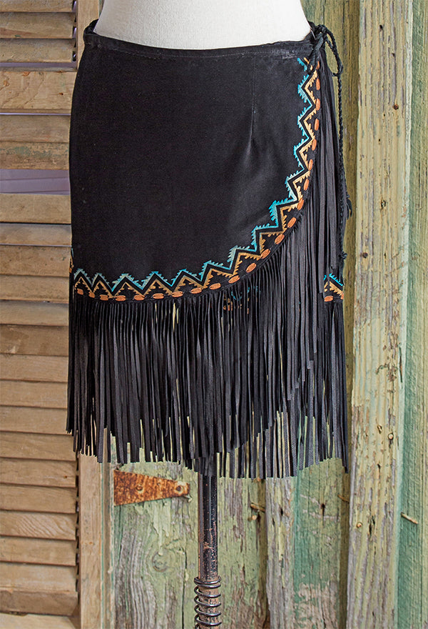 Black Aspen Mini Wrap Skirt
