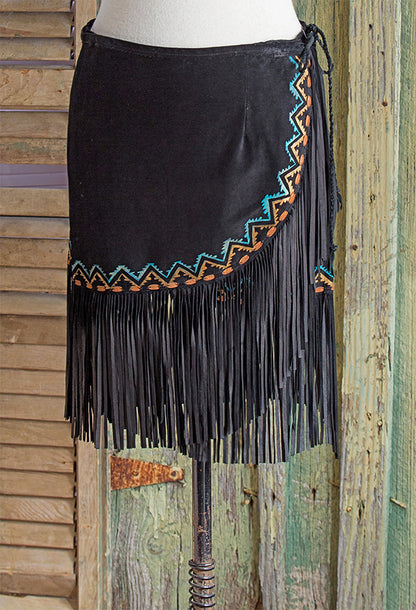 Black Aspen Mini Wrap Skirt