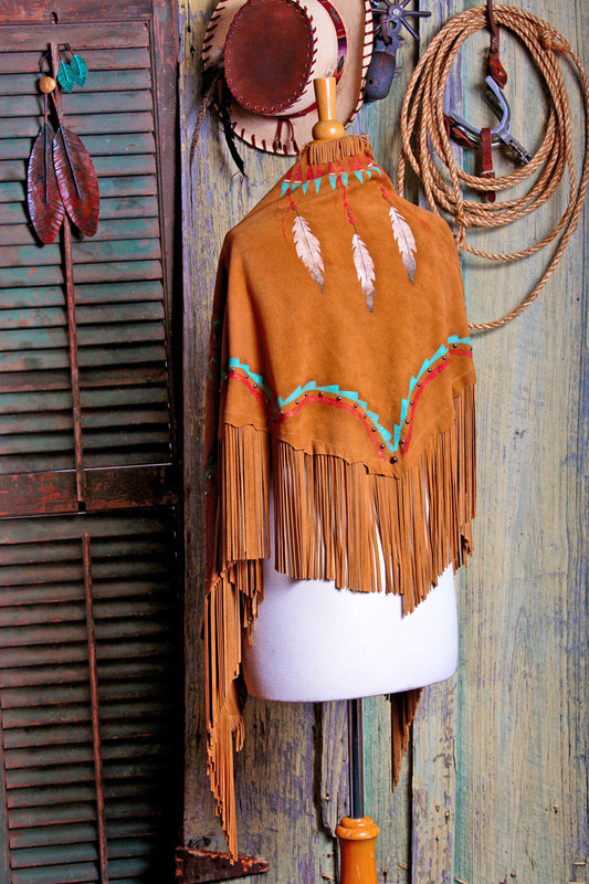 Feather Shield Fringed Shawl