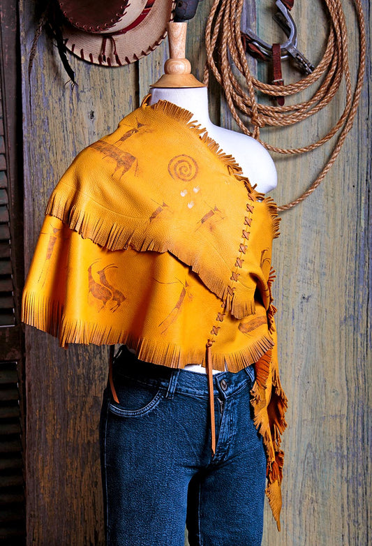 Hunt Scene Deerskin Shawl