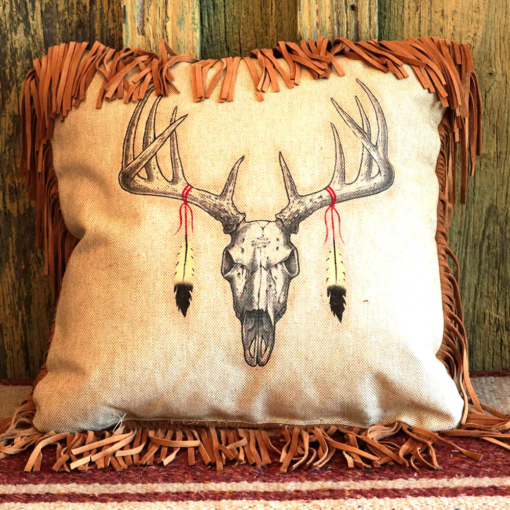 Deer Skull Linen Pillow